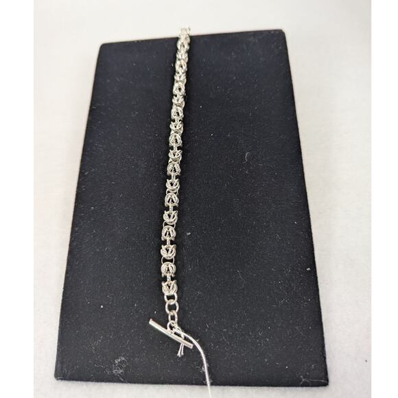 Byzantine Sterling silver chain bracelet handmade 7.5 heavy toggleclasp 17 grams - Picture 3 of 5